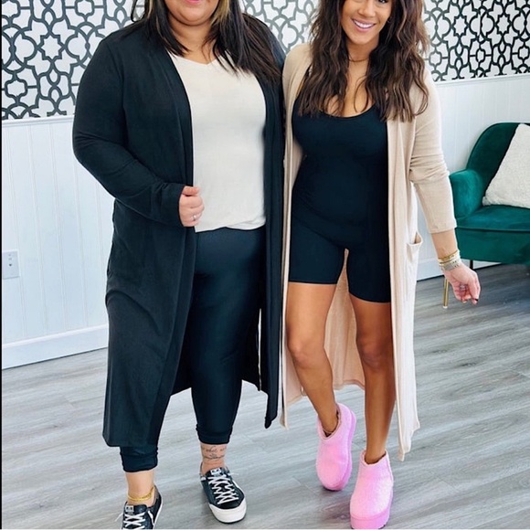 ☃️BOGO50%☃️ 🆕🤍STYLIVE: OATMEAL Open Front Long Cardigan MEDIUM - Picture 6 of 7